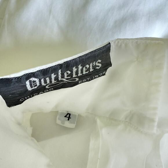 Vintage Outletters Victorian Blouse – White Cotton High Neck Button Back - Picture 4 of 6